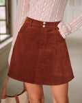 Brown Retro Corduroy A-Line Mini Skirt