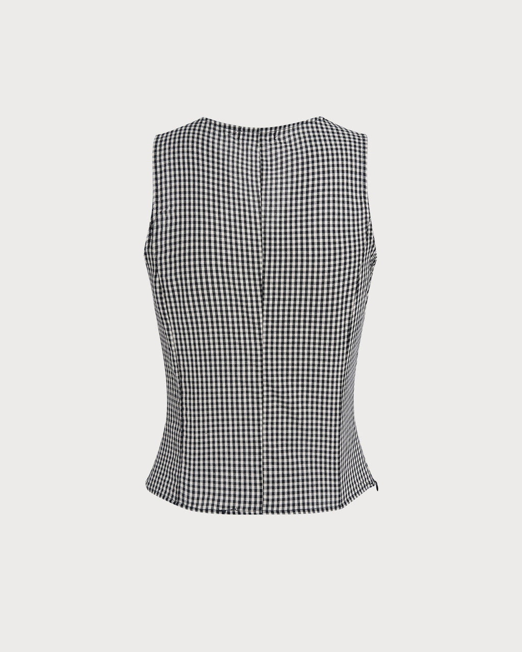 Black V Neck Plaid Tank Top