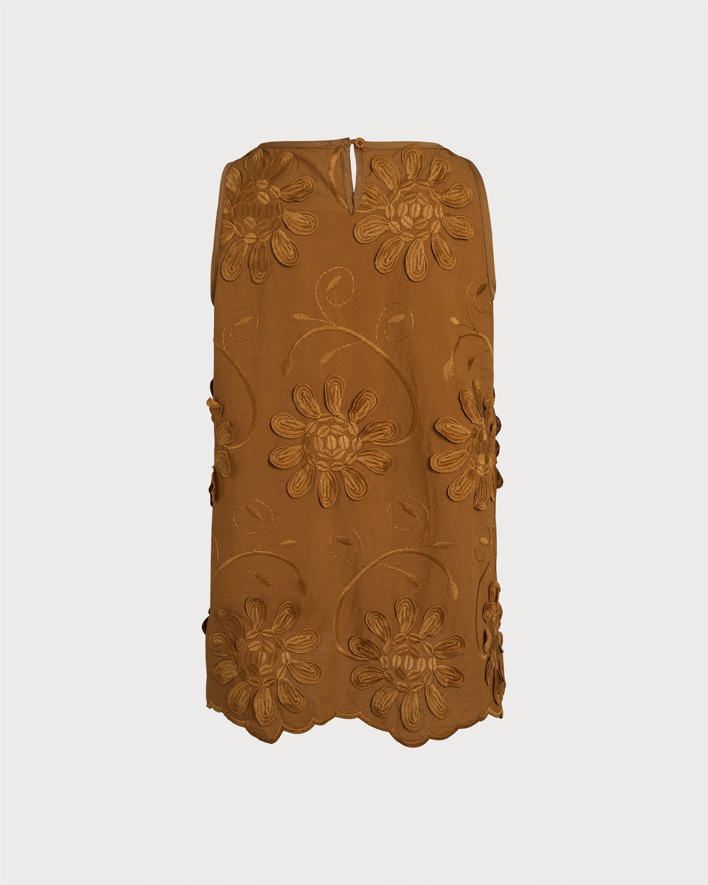 Caramel Round Neck Floral Tank Top