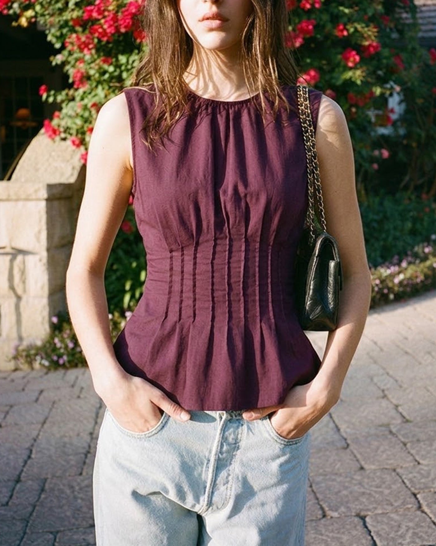 Purple Ruched Tank Top