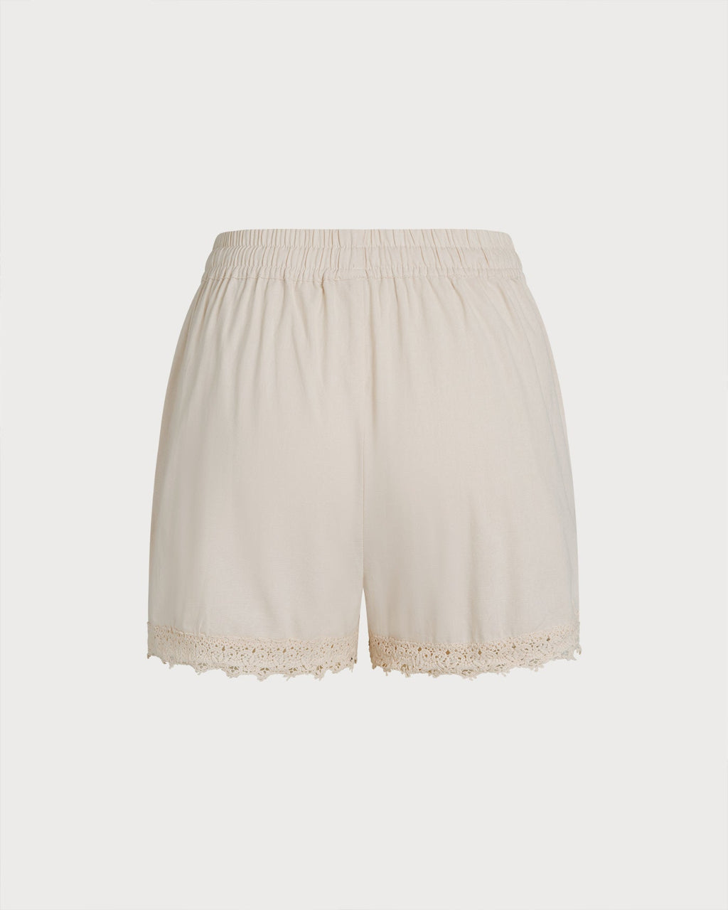 Apricot Embroidery Elastic Waist Shorts