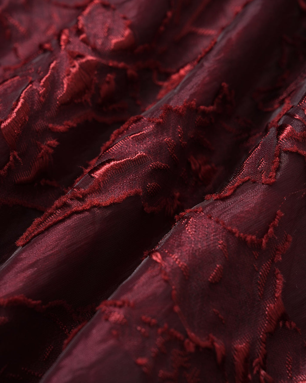 Wine Red Square Neck Jacquard Midi Dress