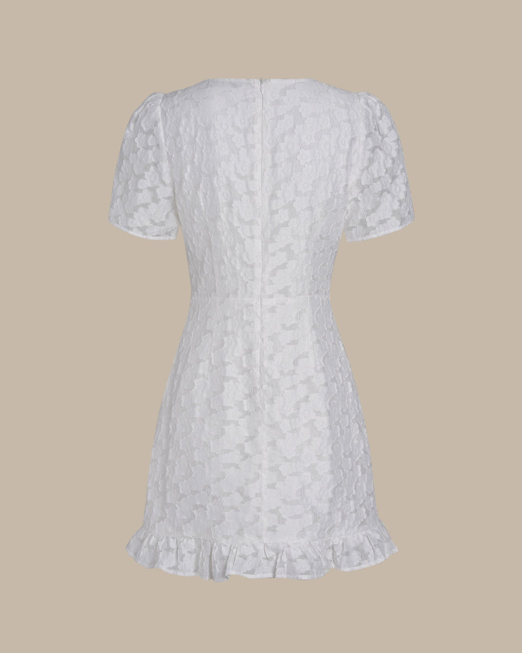 White V Neck Jacquard Mini Dress