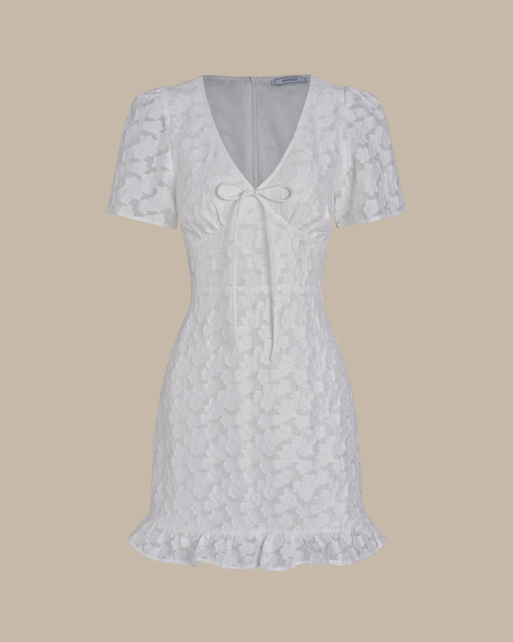 White V Neck Jacquard Mini Dress