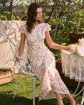 Pink Floral Embroidery Button Blouse