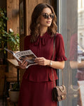 Red Puffed Sleeve Blouse