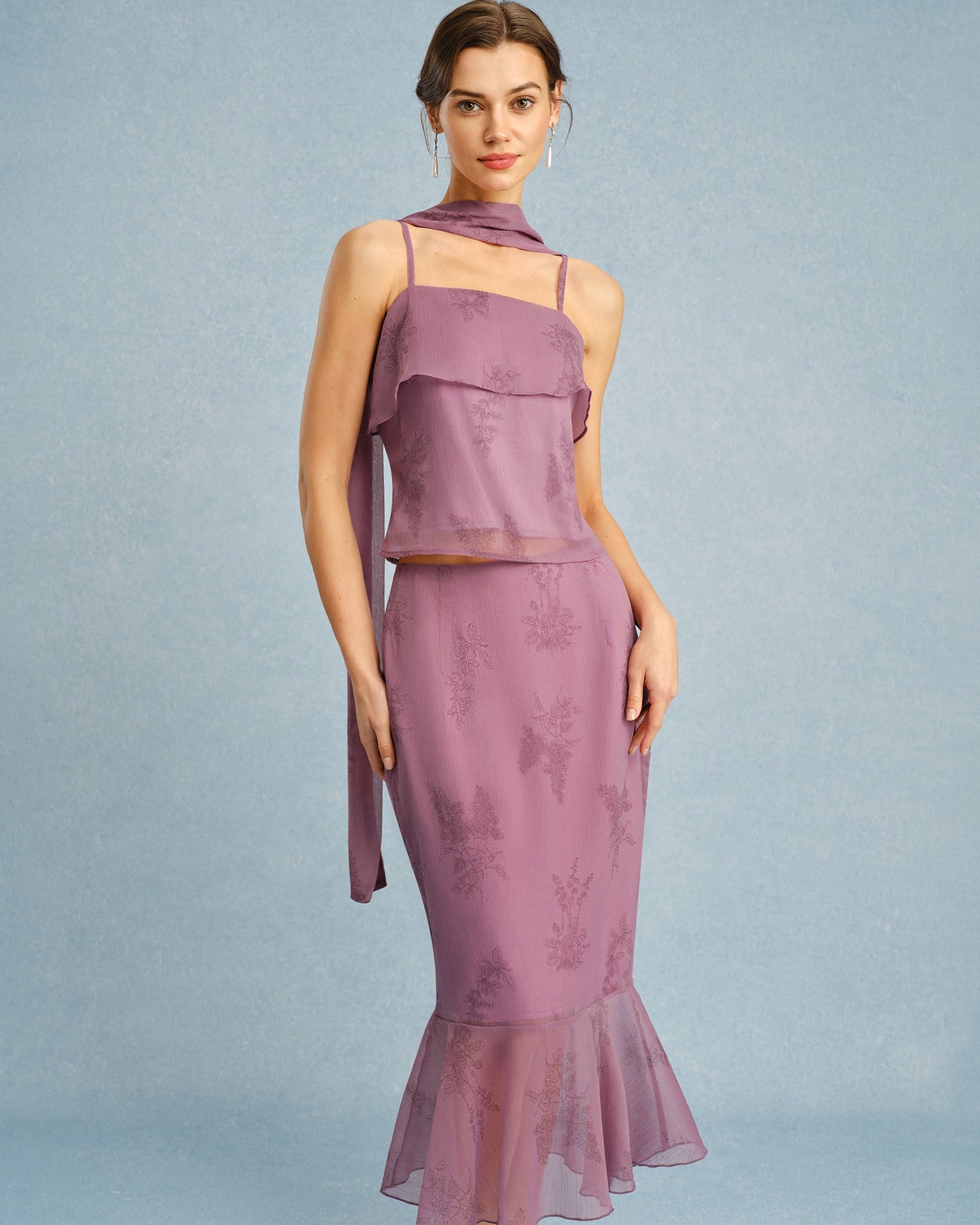 Purple Square Neck Tie Cami Top