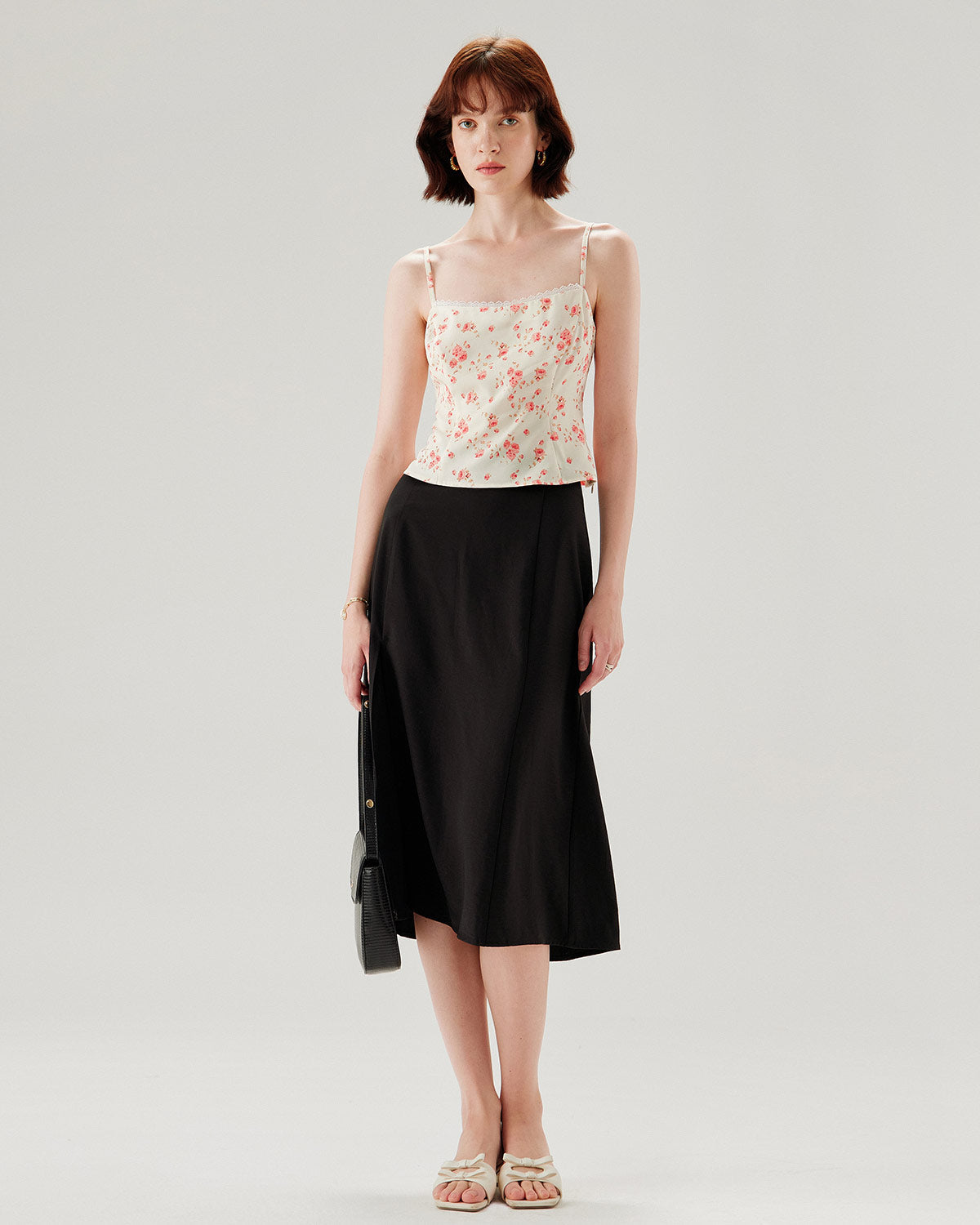 Pink Floral Cropped Cami Top