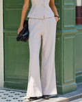 Grey Flared Pocket Casual Pants