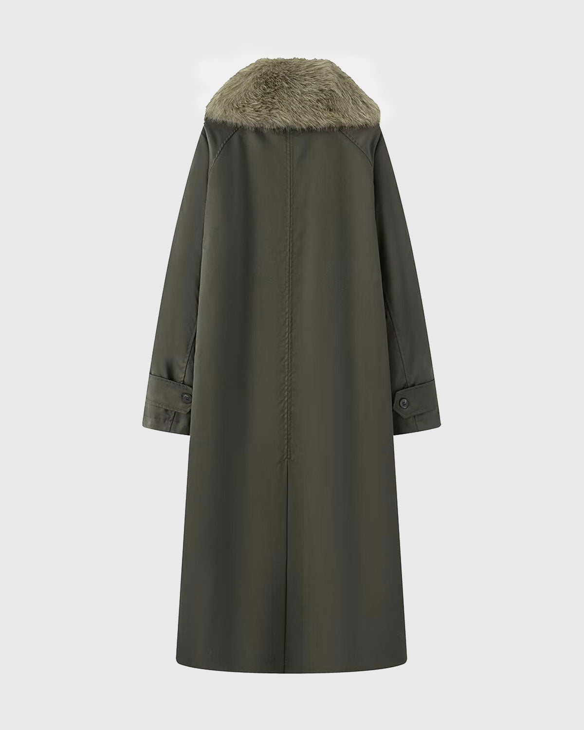 Brown Fur Collar Reverible Long Coat