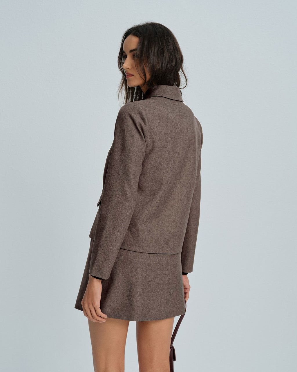 Brown Single Breasted Solid Jacket