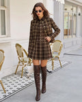 Brown Plaid Single Breasted Jacket