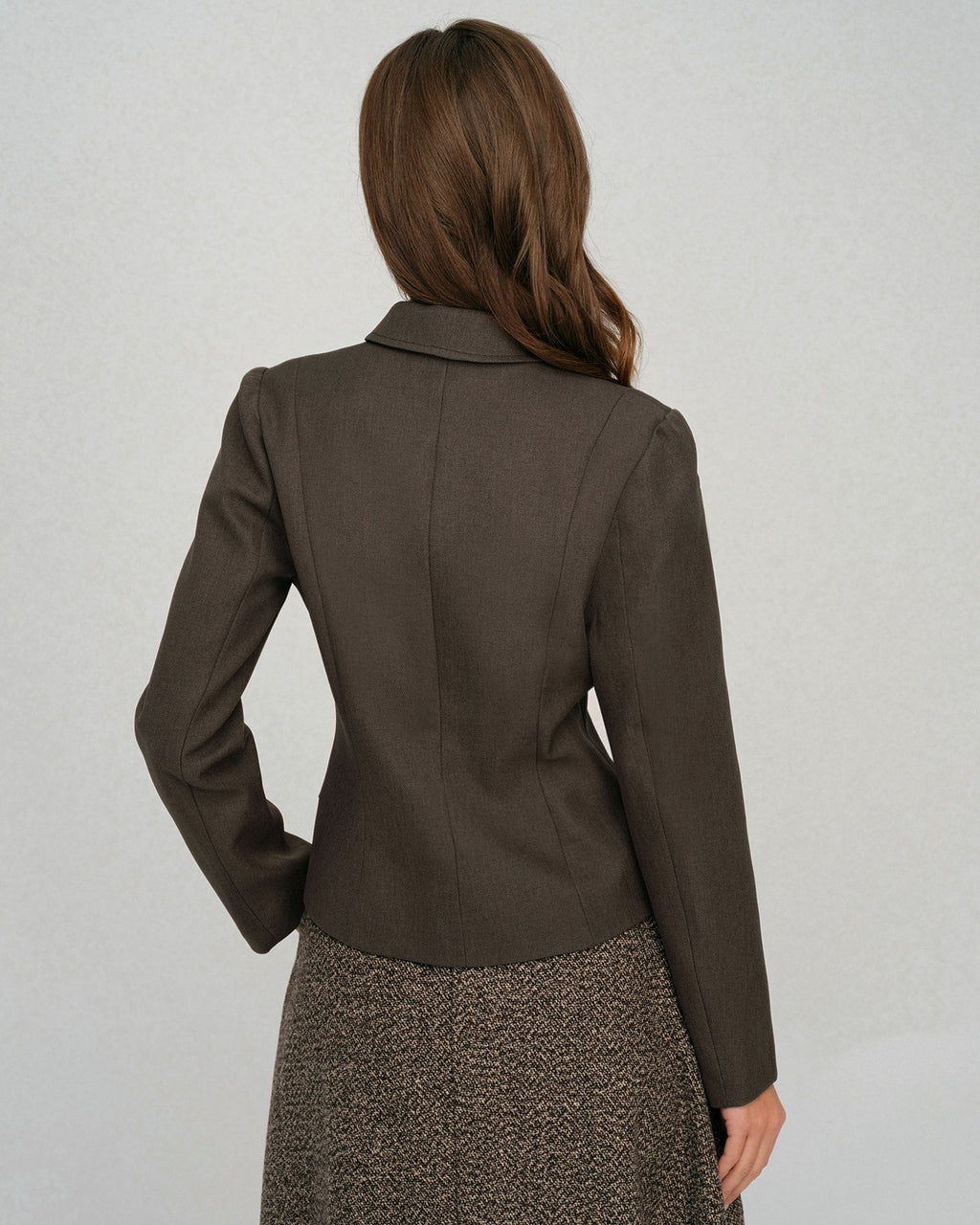 Coffee Single Breasted Solid Jacket