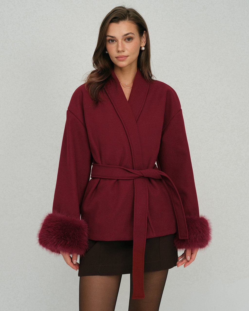 Wine Red Drawstring Jacket