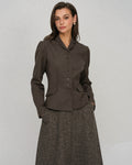 Coffee Single Breasted Solid Jacket