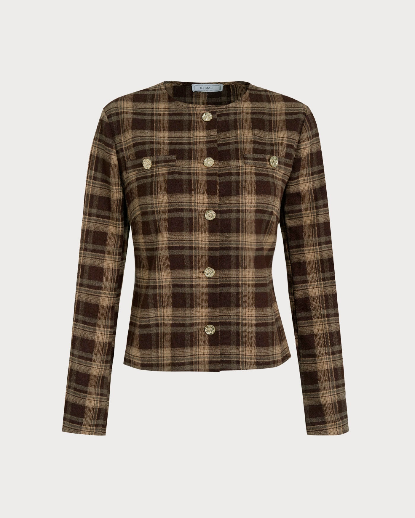 Brown Plaid Single Breasted Jacket