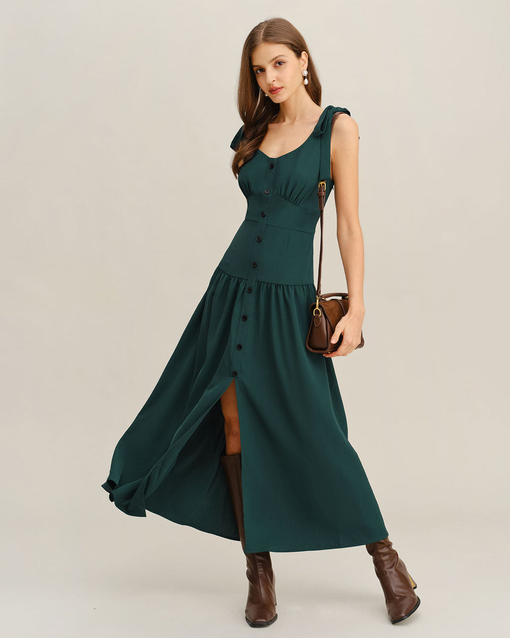 Green Ruched A-Line Sleeveless Maxi Dress