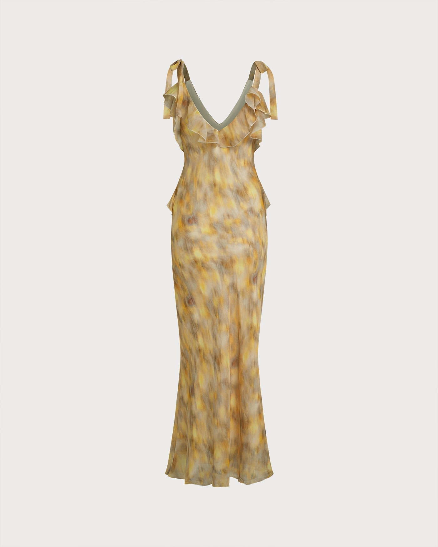 Yellow Ruffle Slip Maxi Dress