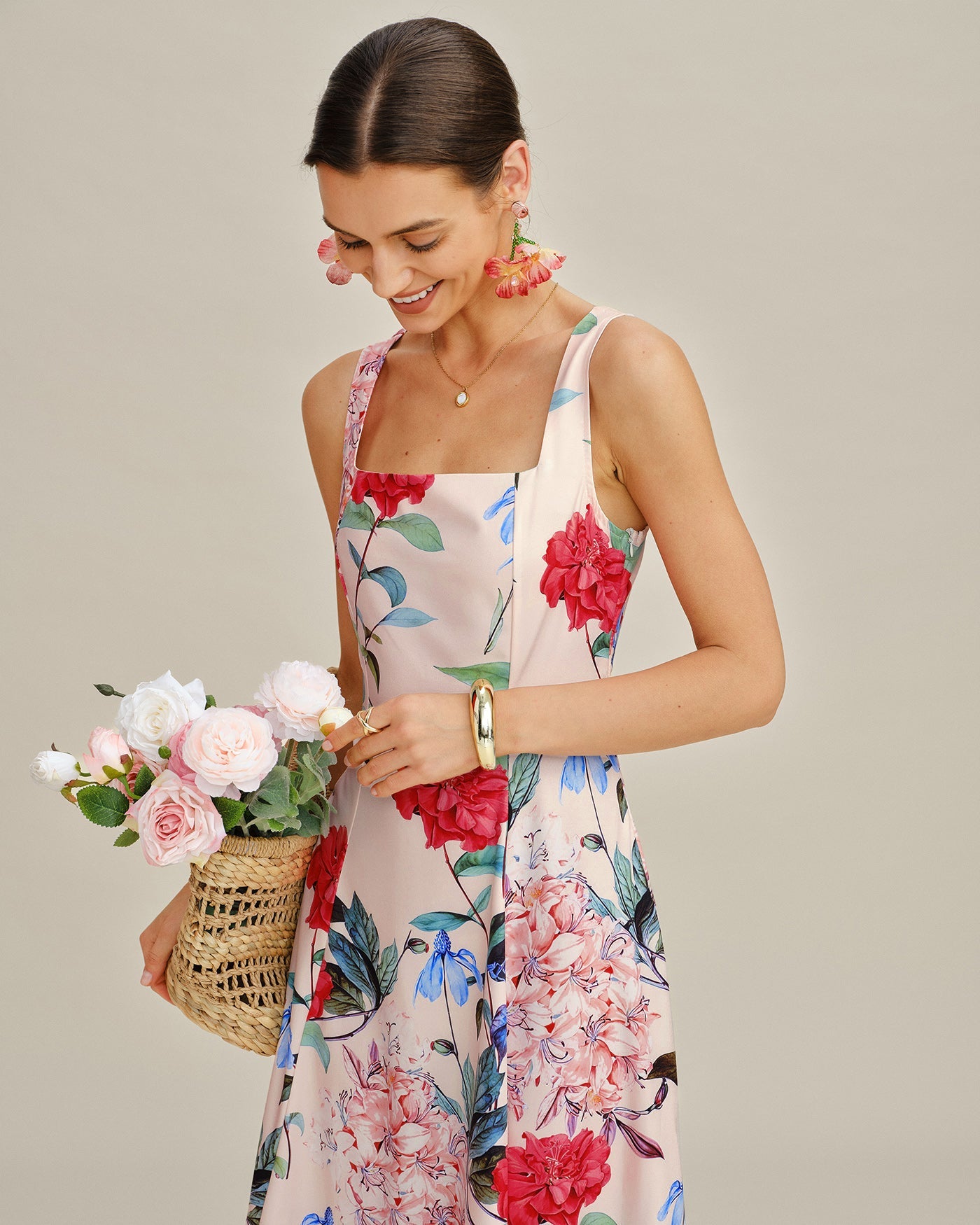 Floral A-Line Sleeveless Maxi Dress