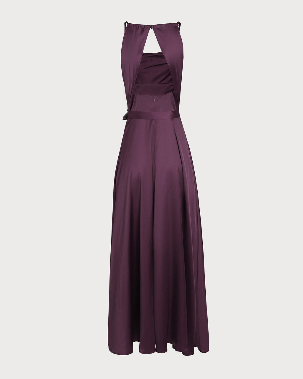 Purple Cowl Neck Satin Maxi Dress