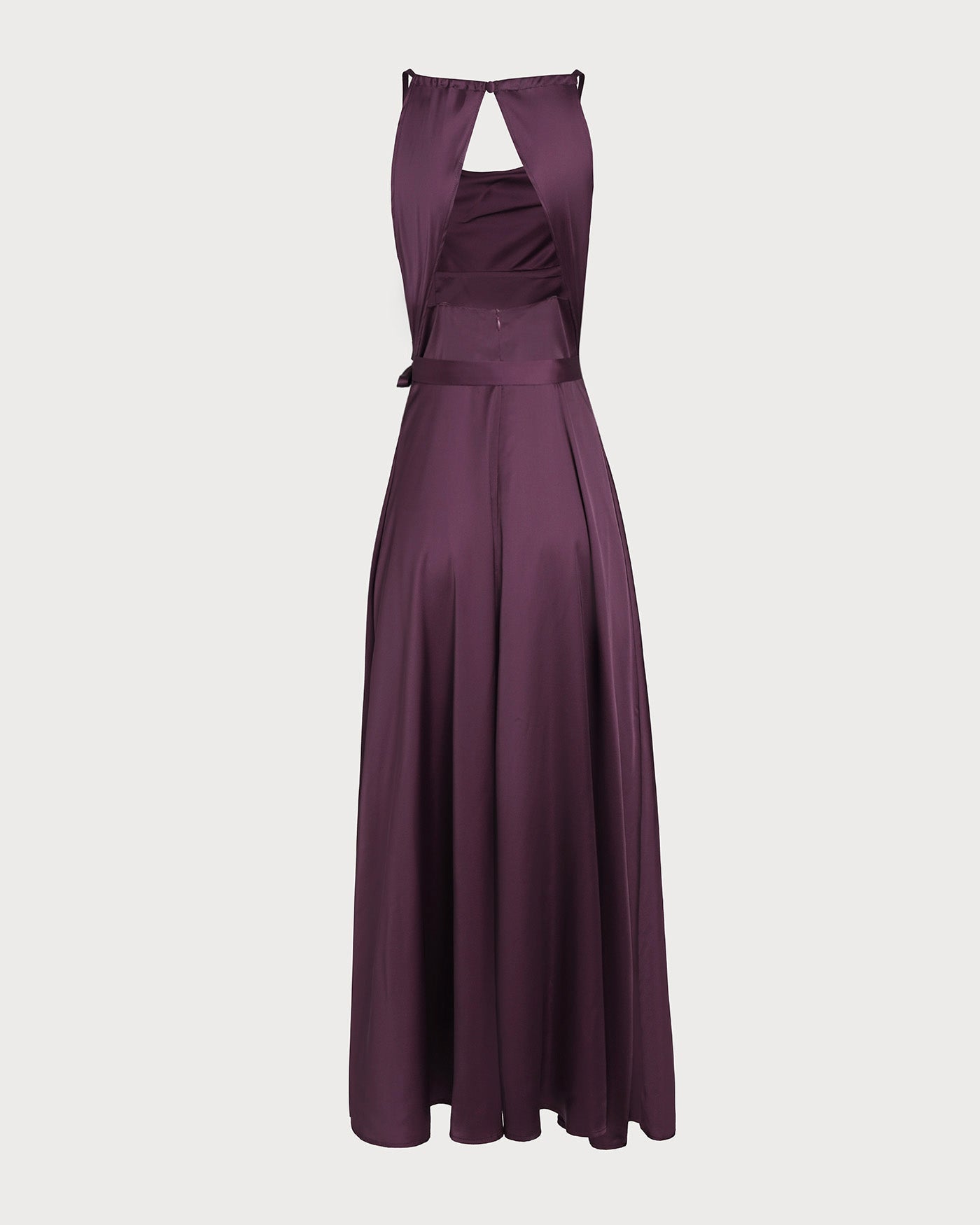 Purple Cowl Neck Satin Maxi Dress