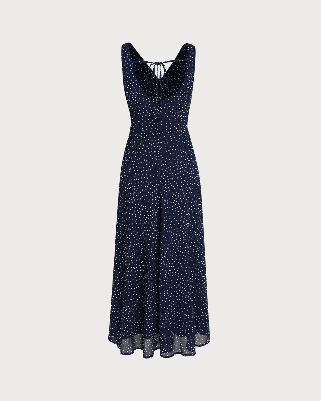 Navy Cowl Neck Polka Dot Maxi Dress