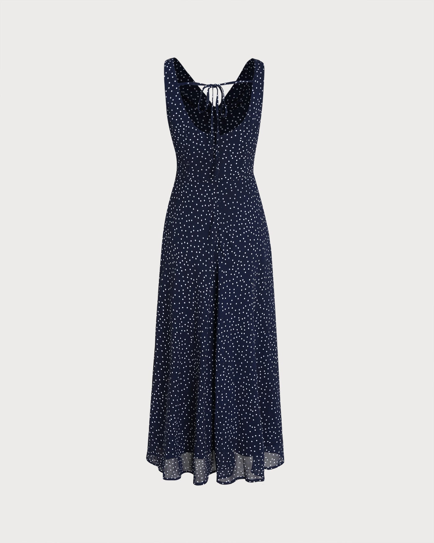 Navy Cowl Neck Polka Dot Maxi Dress
