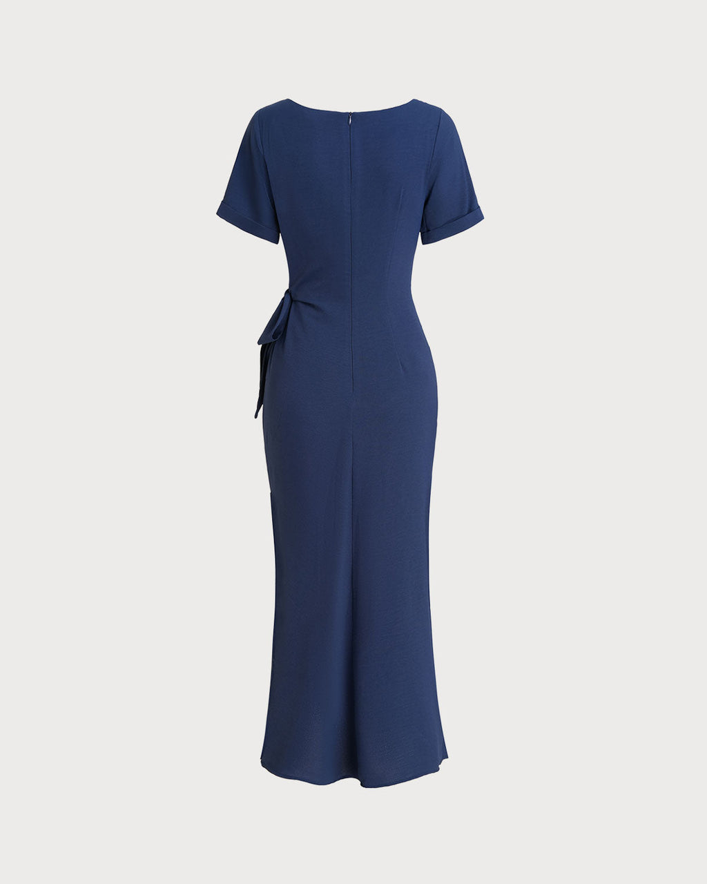 Blue Round Neck Short Sleeve Maxi Dress