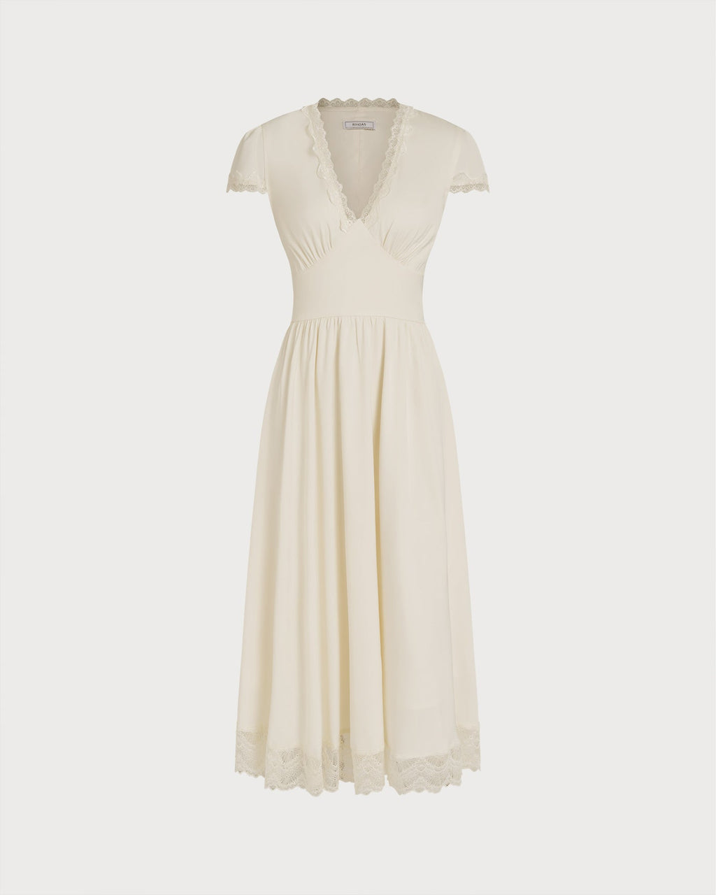 Apricot V Neck Lace Maxi Dress