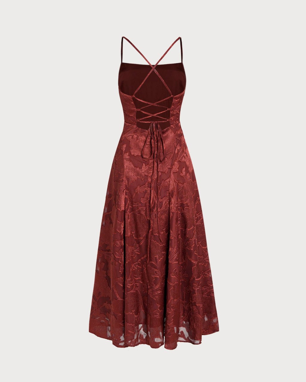 Brick Red X Cross Floral Maxi Dress