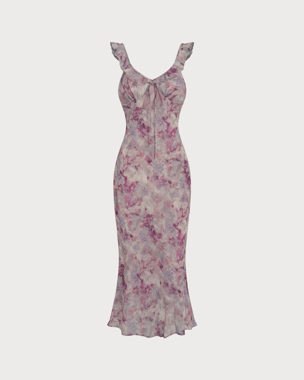 Purple Ruffle A-Line Slip Maxi Dress