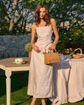 White Jacquard Square Neck Maxi Dress