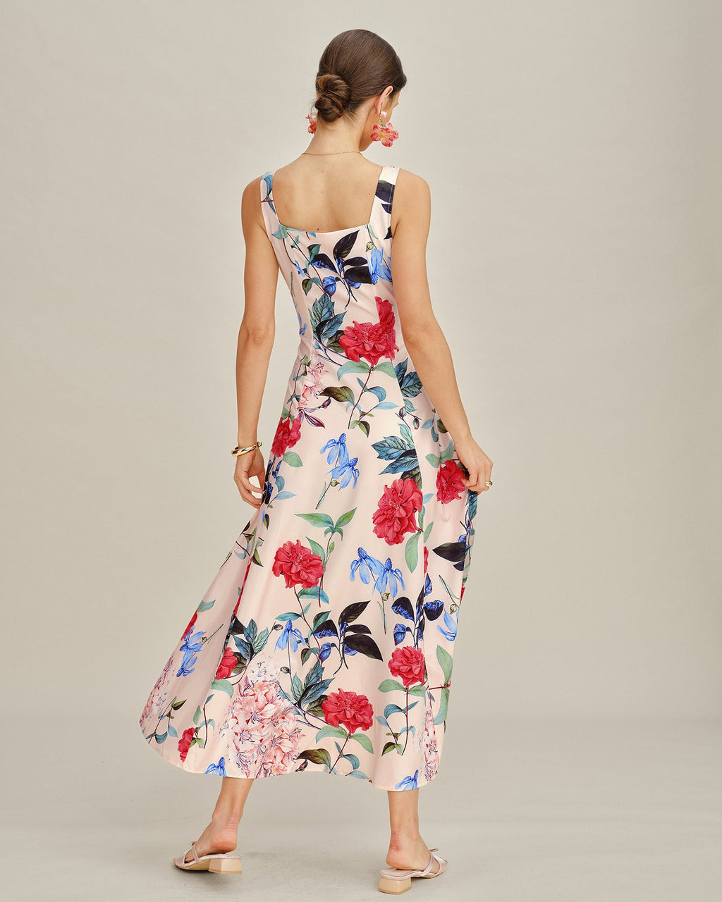 Floral A-Line Sleeveless Maxi Dress