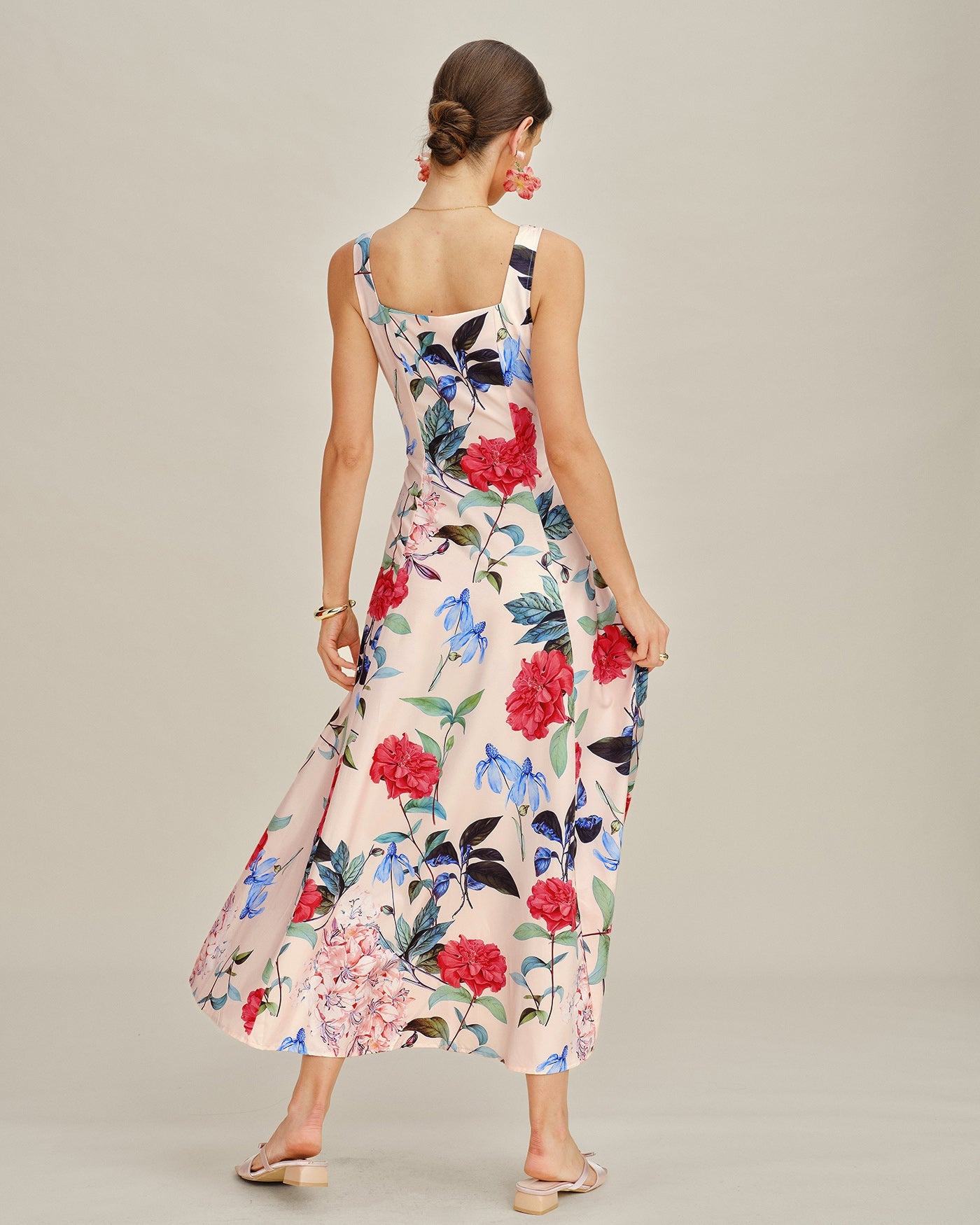 Floral A-Line Sleeveless Maxi Dress