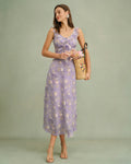 Purple Ruffle Floral Slip Maxi Dress