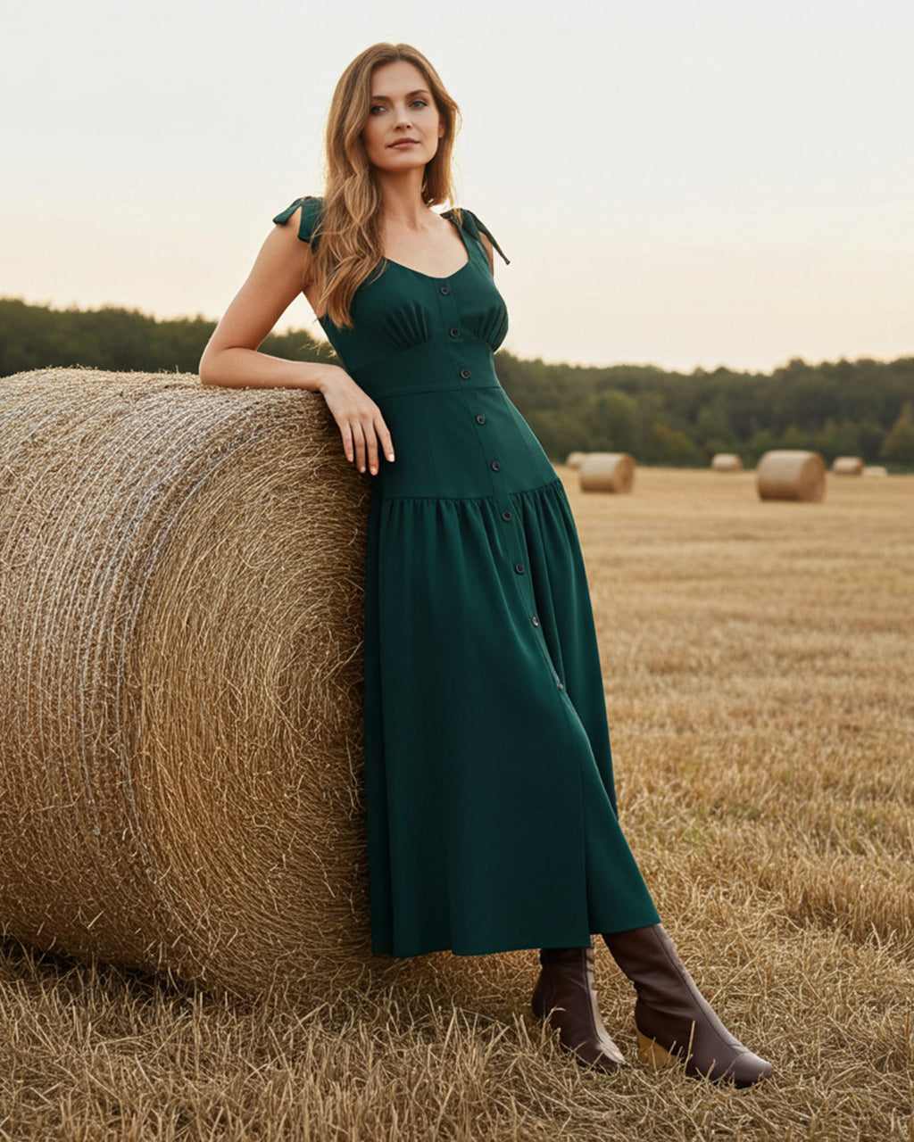Green Ruched A-Line Sleeveless Maxi Dress