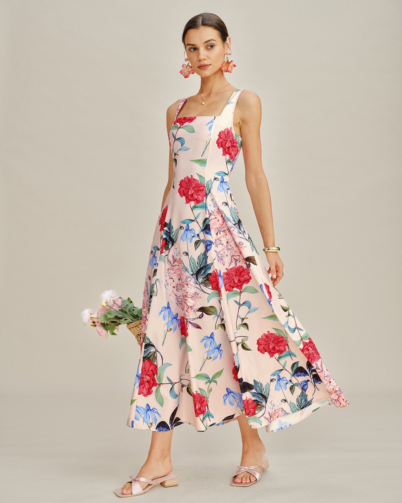 Floral A-Line Sleeveless Maxi Dress