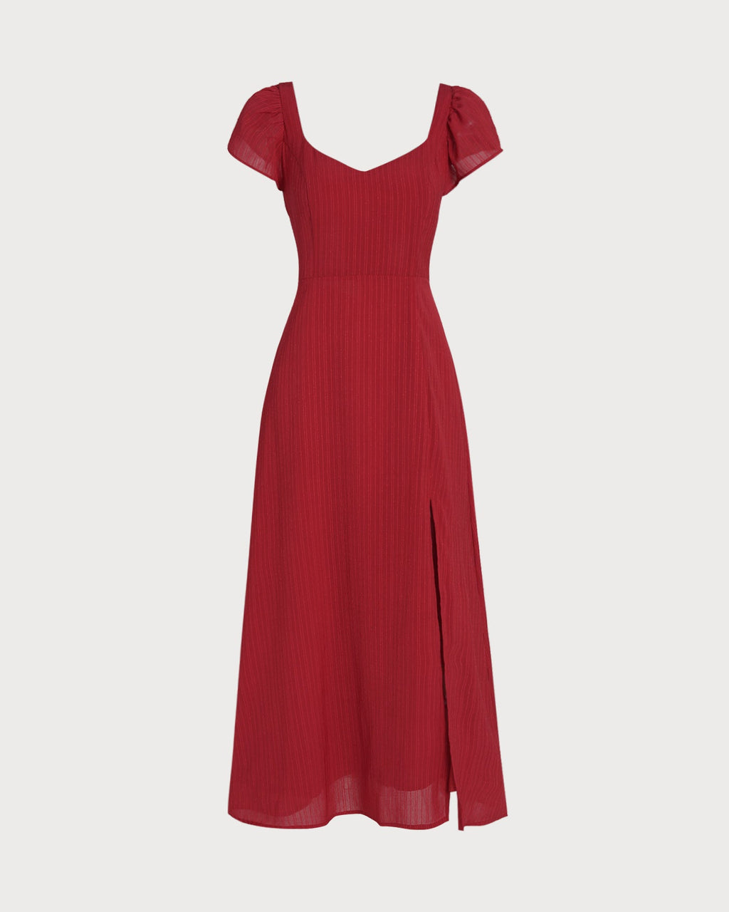 Red Sweetheart Neck Jacquard Maxi Dress