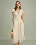 Apricot V Neck Lace Maxi Dress