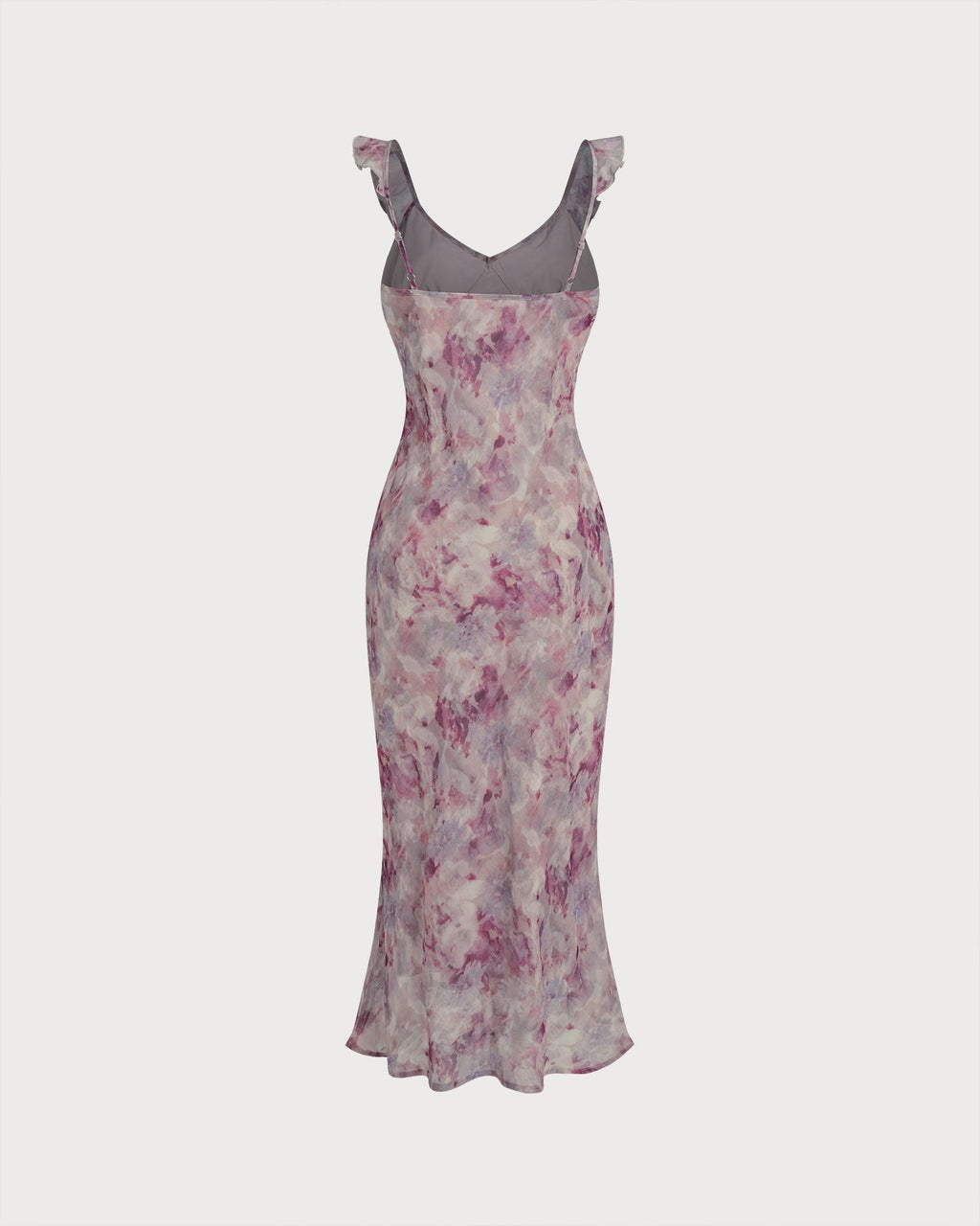 Purple Ruffle A-Line Slip Maxi Dress