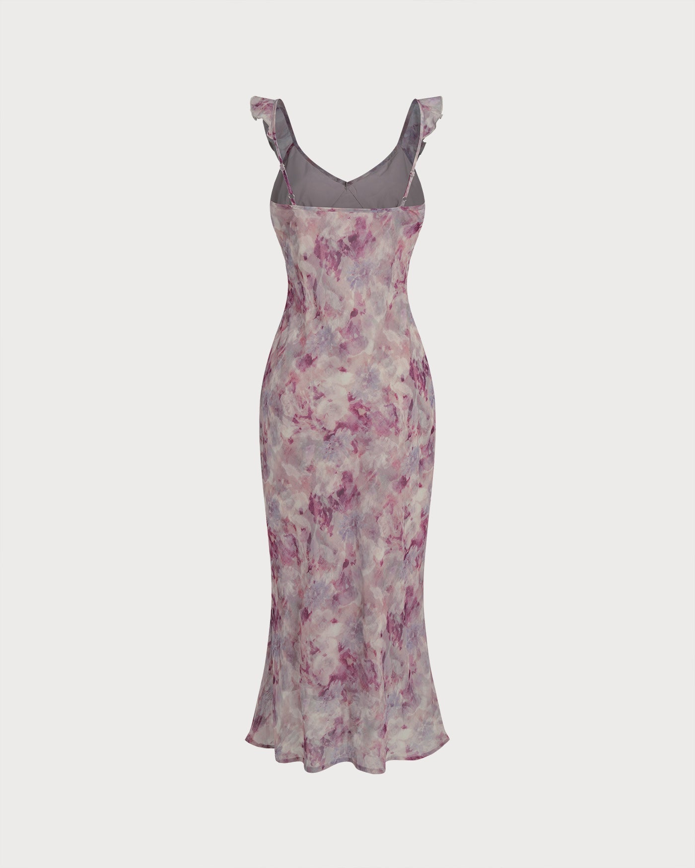 Purple Ruffle A-Line Slip Maxi Dress
