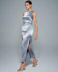 Light Blue Pleated Tunic Maxi Dress
