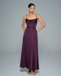 Purple Cowl Neck Satin Maxi Dress