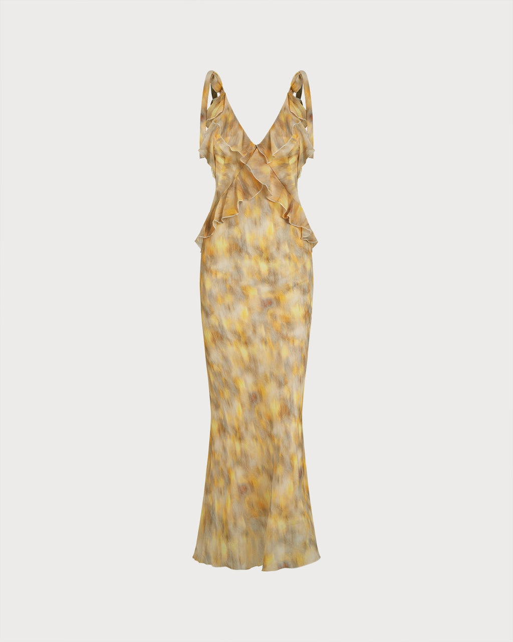 Yellow Ruffle Slip Maxi Dress