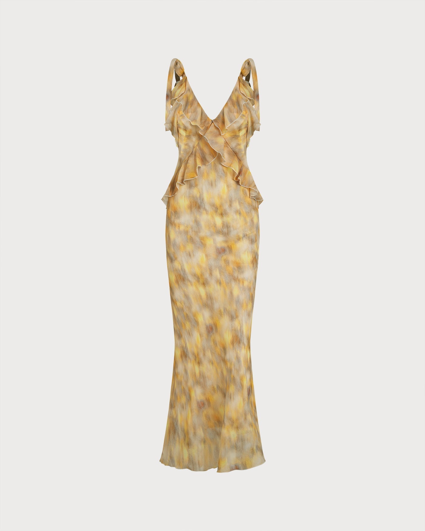 Yellow Ruffle Slip Maxi Dress