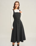 Grey Tweed Sleeveless Midi Dress