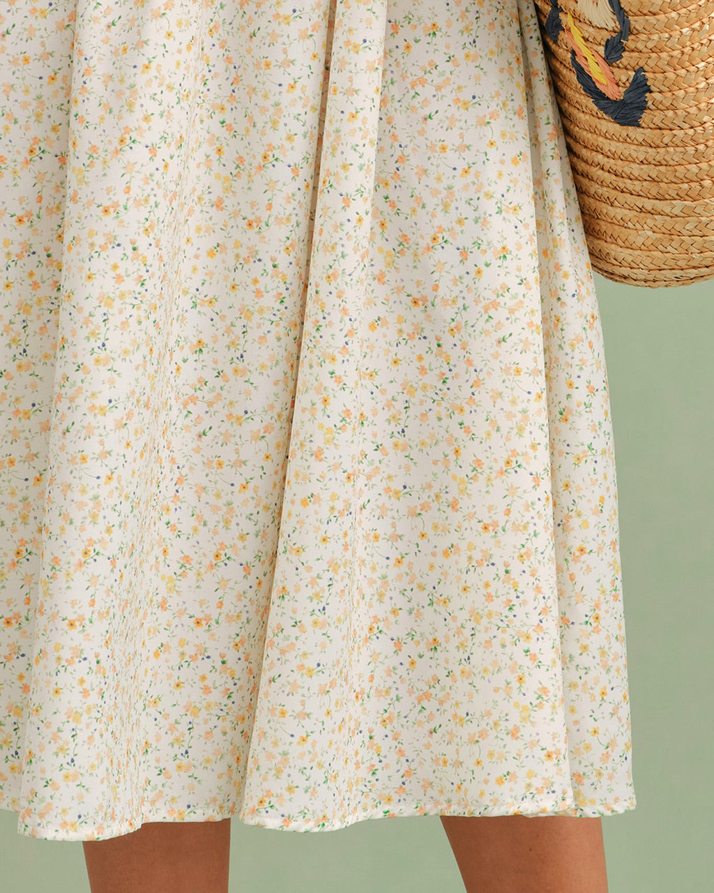 Yellow Sweetheart Neck Floral Slip Midi Dress