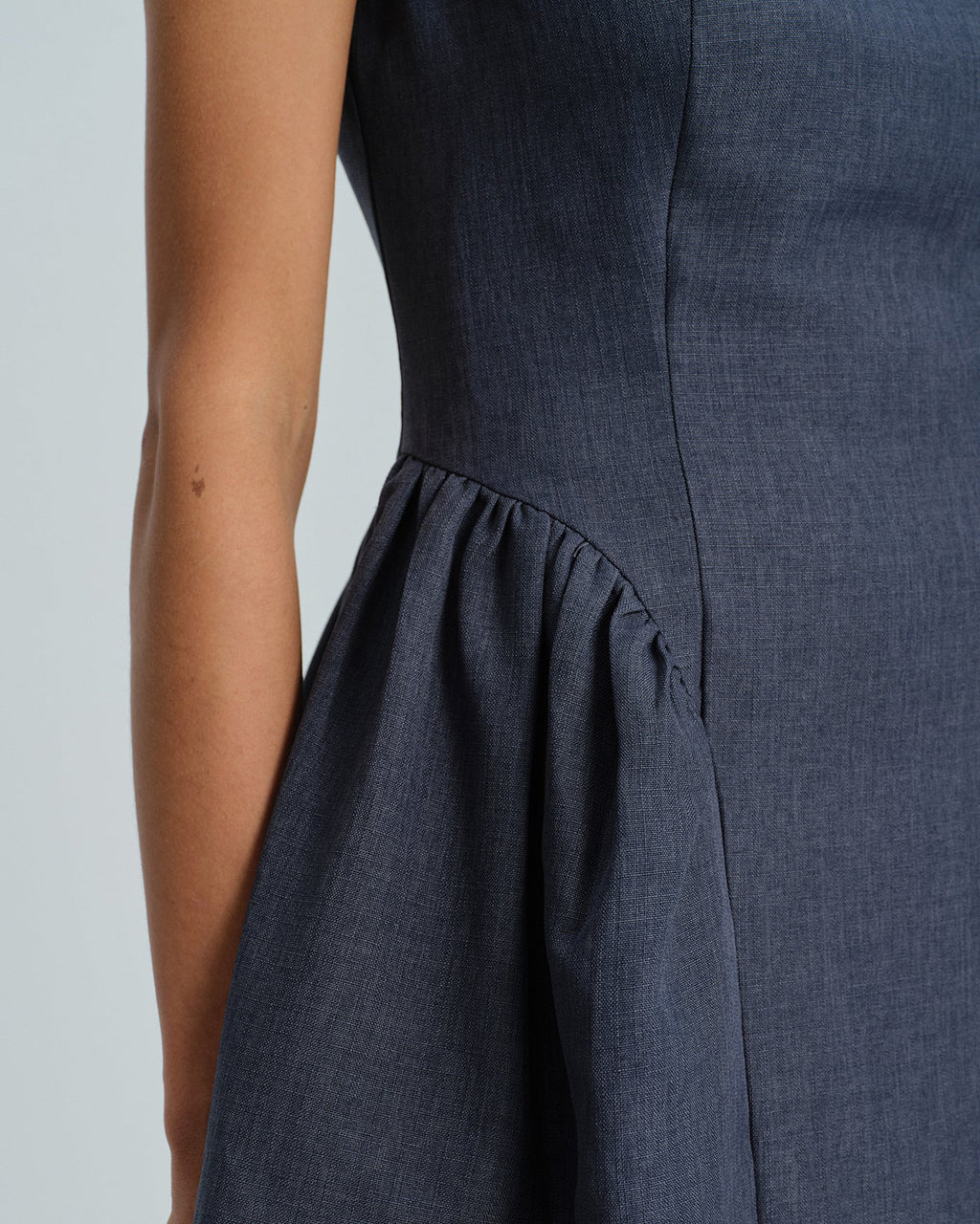Grey Boat Neck Sleeveless Midi Dress