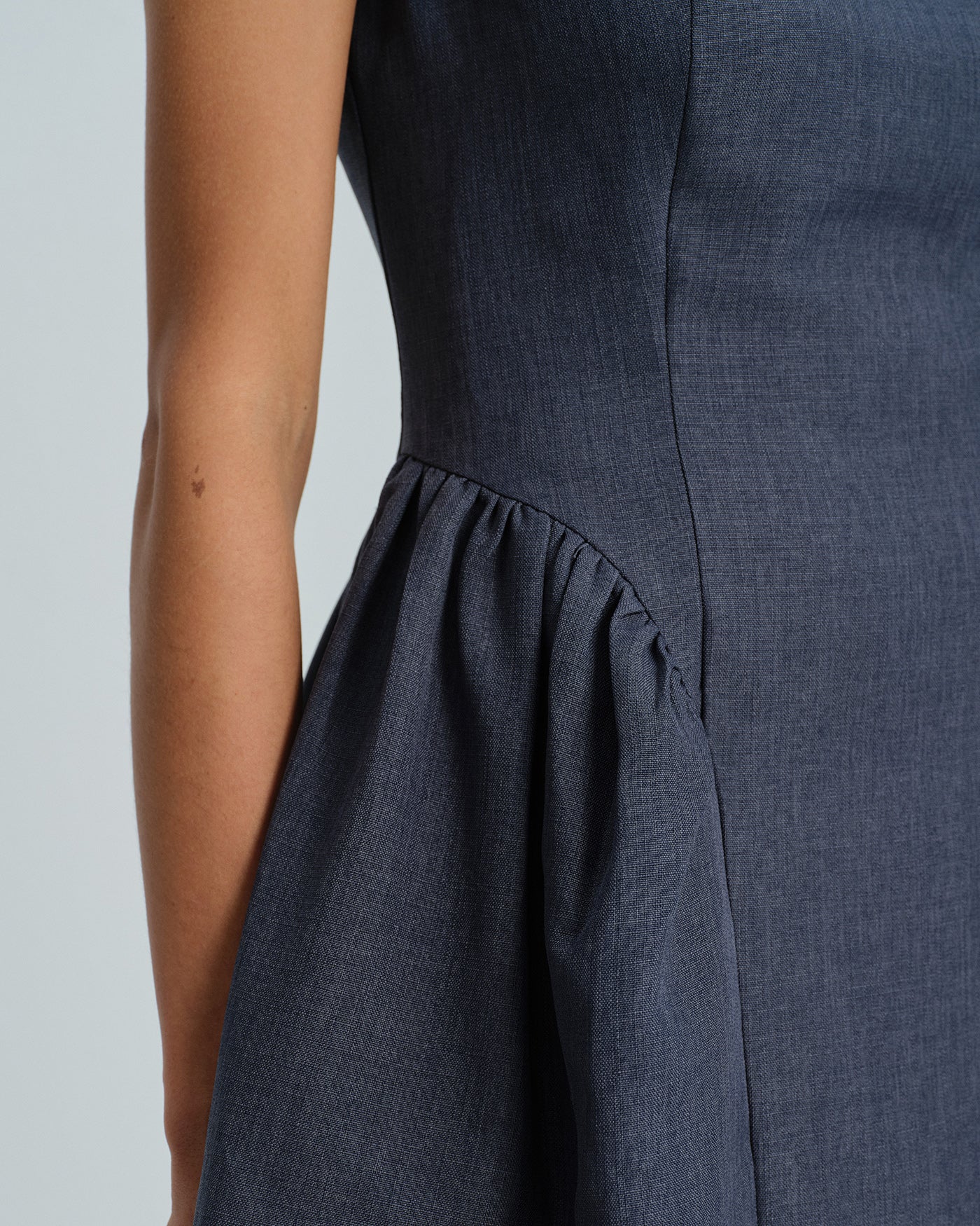 Grey Boat Neck Sleeveless Midi Dress