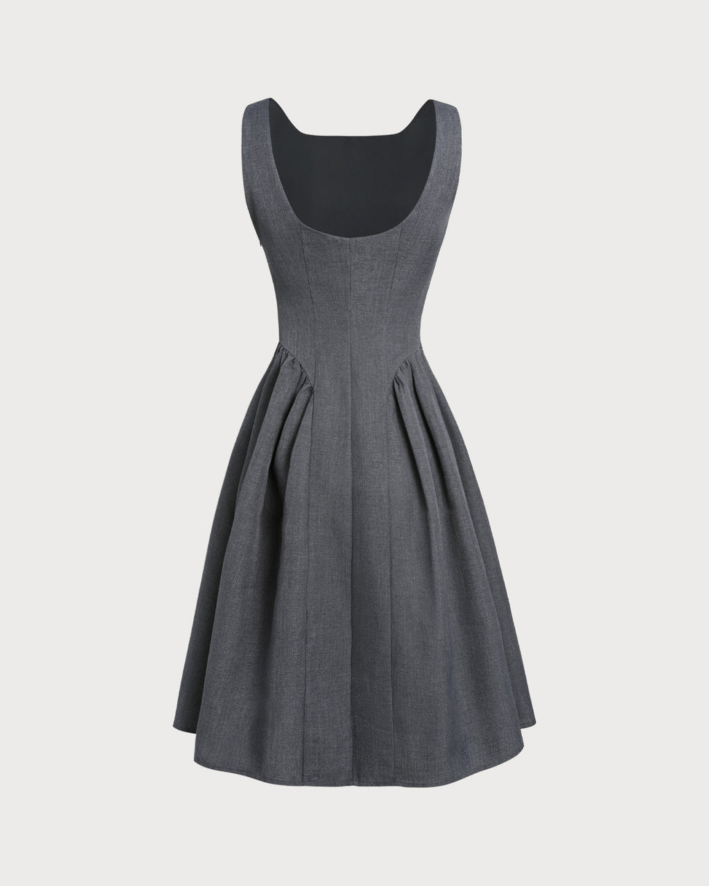 Grey Boat Neck Sleeveless Midi Dress